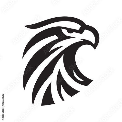 Tribal Eagle Silhouette Bold Black and White Vector Logo

