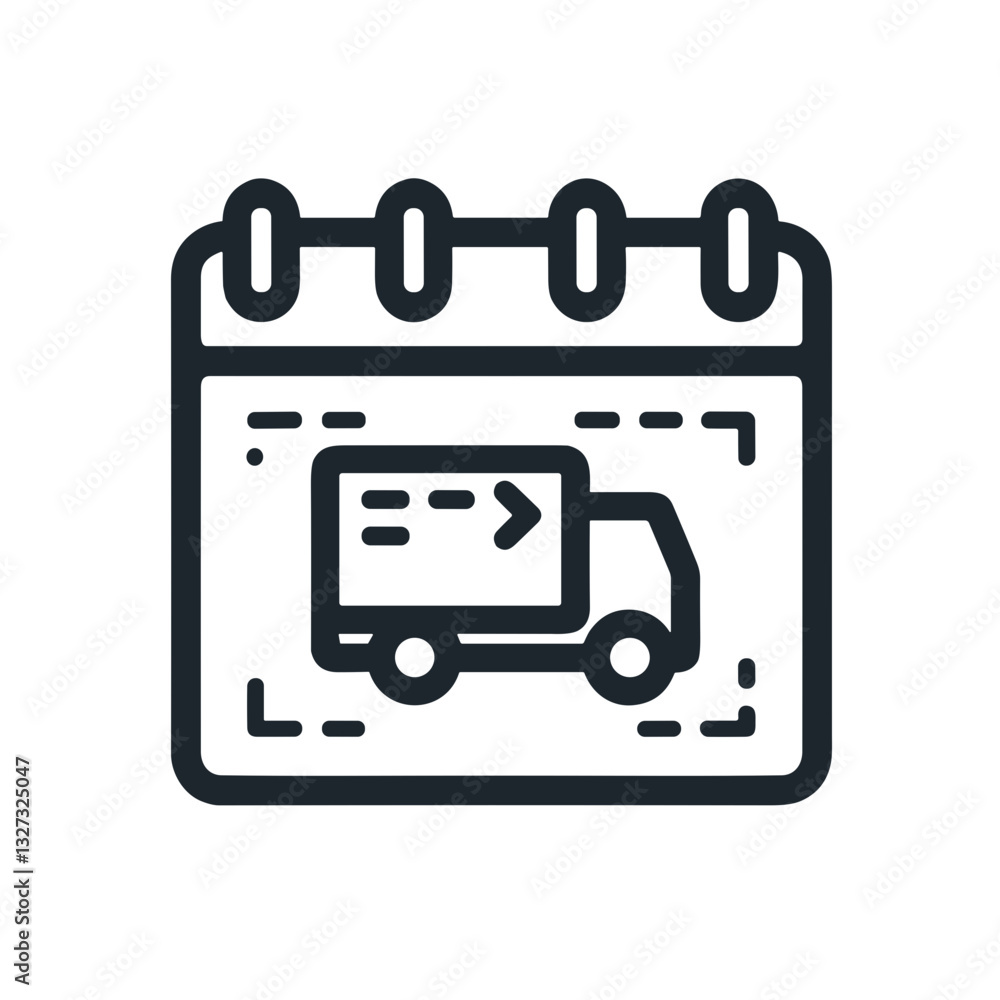 Delivery calendar with truck icon for logistics and shipping management Delivery calendar with truck icon for logistics and shipping management