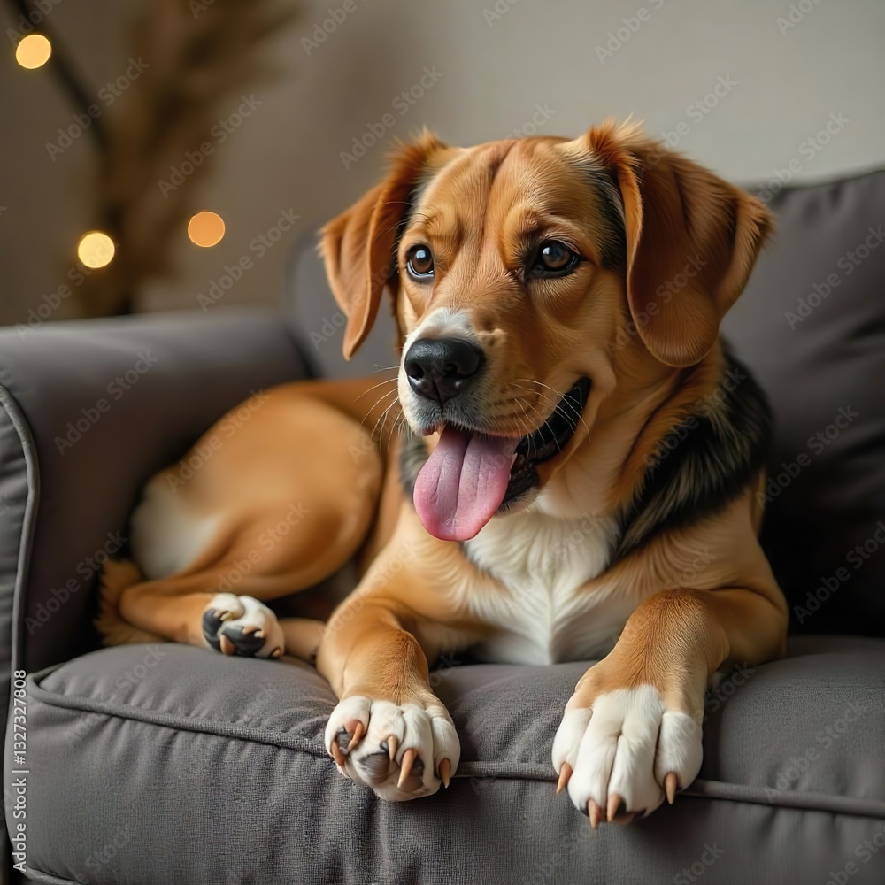 Dog setting on the sofa pet comfort pet on couch Dog setting on the sofa pet comfort pet on couch