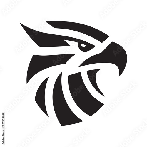 Tribal Eagle Silhouette Bold Black and White Vector Logo

