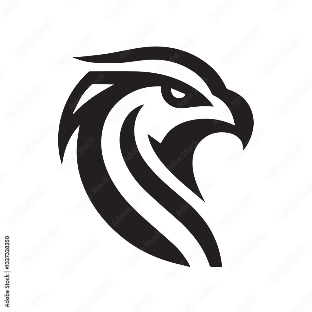 Obraz premium Tribal Eagle Silhouette Bold Black and White Vector Logo