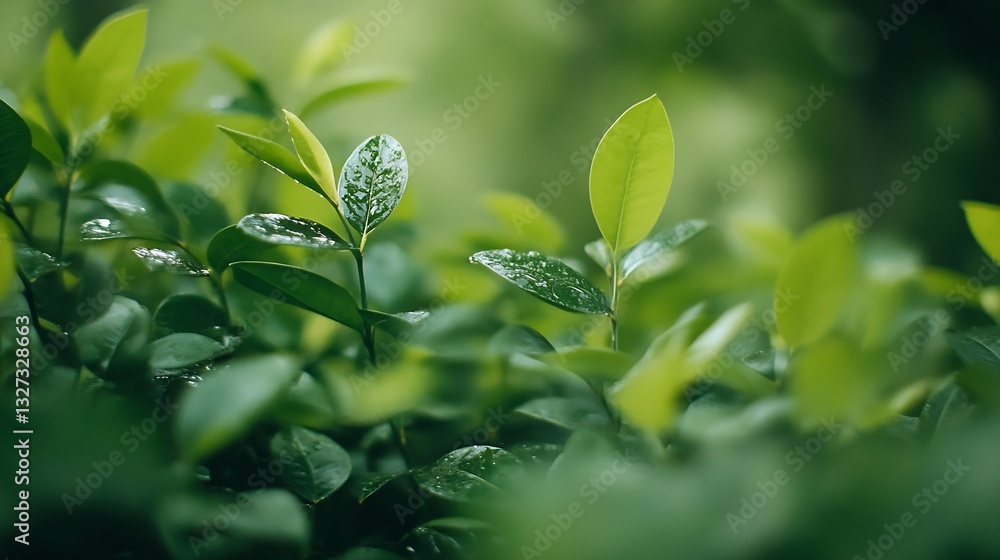 Lush green leaves in a tranquil natural setting showcasing the beauty of fresh foliage and vibrant nature : Generative AI Lush green leaves in a tranquil natural setting showcasing the beauty of fresh foliage and vibrant nature : Generative AI