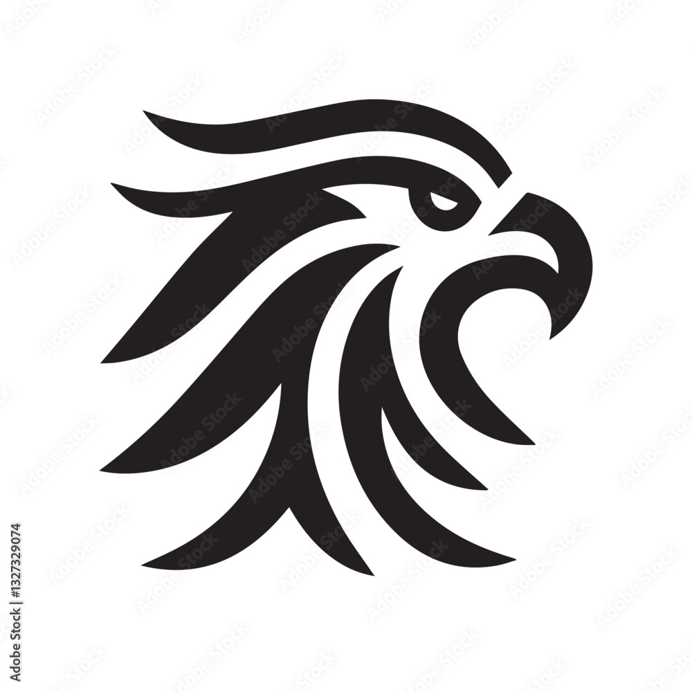 Fototapeta premium Tribal Eagle Silhouette Bold Black and White Vector Logo