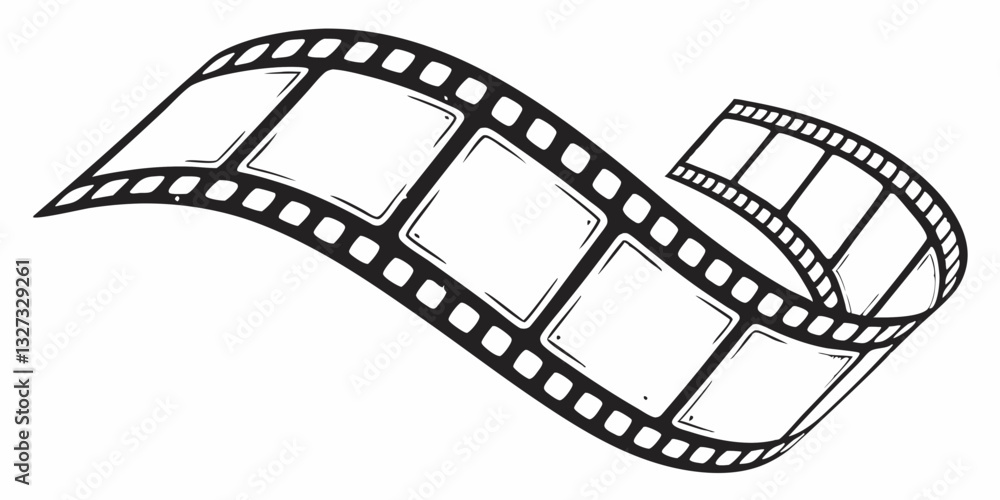 Fototapeta premium Vintage Cinema Film Strip Frame with Grunge Texture - Retro Aesthetic Design.
