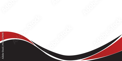 Abstract red waves are flowing on black and white background. red line background curve element. Suit for business, cover, header, wallpaper background