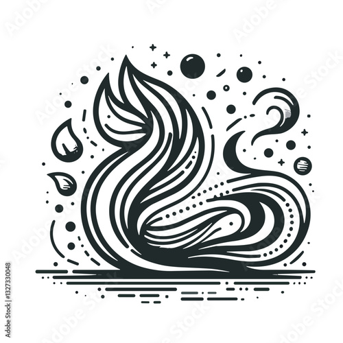 Stylized illustration of activated charcoal, representing detoxification and health benefits, wellness concept, copy space