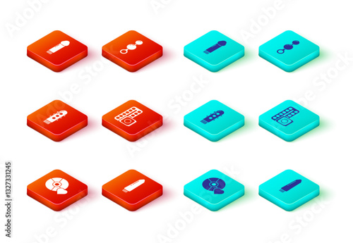 Set Adult label on compact disc, Dildo vibrator, Birth control pills and condom, Anal beads and icon. Vector