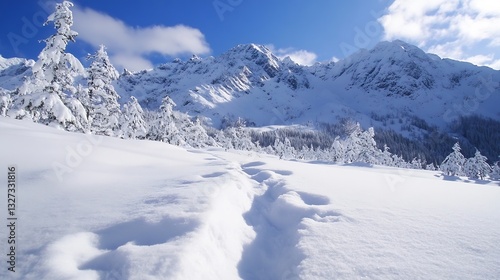 Wallpaper Mural Vast SnowCovered Mountain Range with Clear Sky and Scenic Beauty : Generative AI Torontodigital.ca