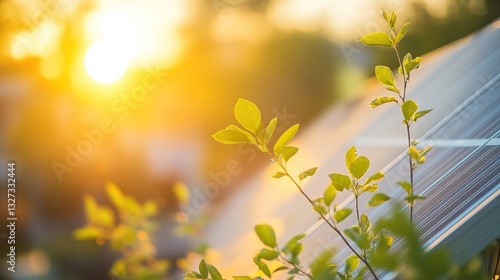 Modern house with solar panels, showcasing sustainable living in a clean, contemporary design.
