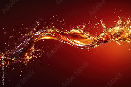 Splash of water on red background, frozen in motion. Vibrant contrast, capturing dynamic energy and fluidity in a single striking moment.
