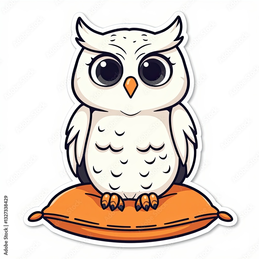 Naklejka premium A cute brown owl vector illustration perched on a branch