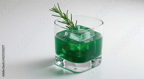 Wallpaper Mural Green Cocktail in Glass with Ice Cube and Rosemary Sprig Torontodigital.ca