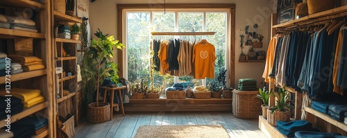 Wallpaper Mural A clothing store with a sustainable fashion section, showcasing ecofriendly fabrics Torontodigital.ca