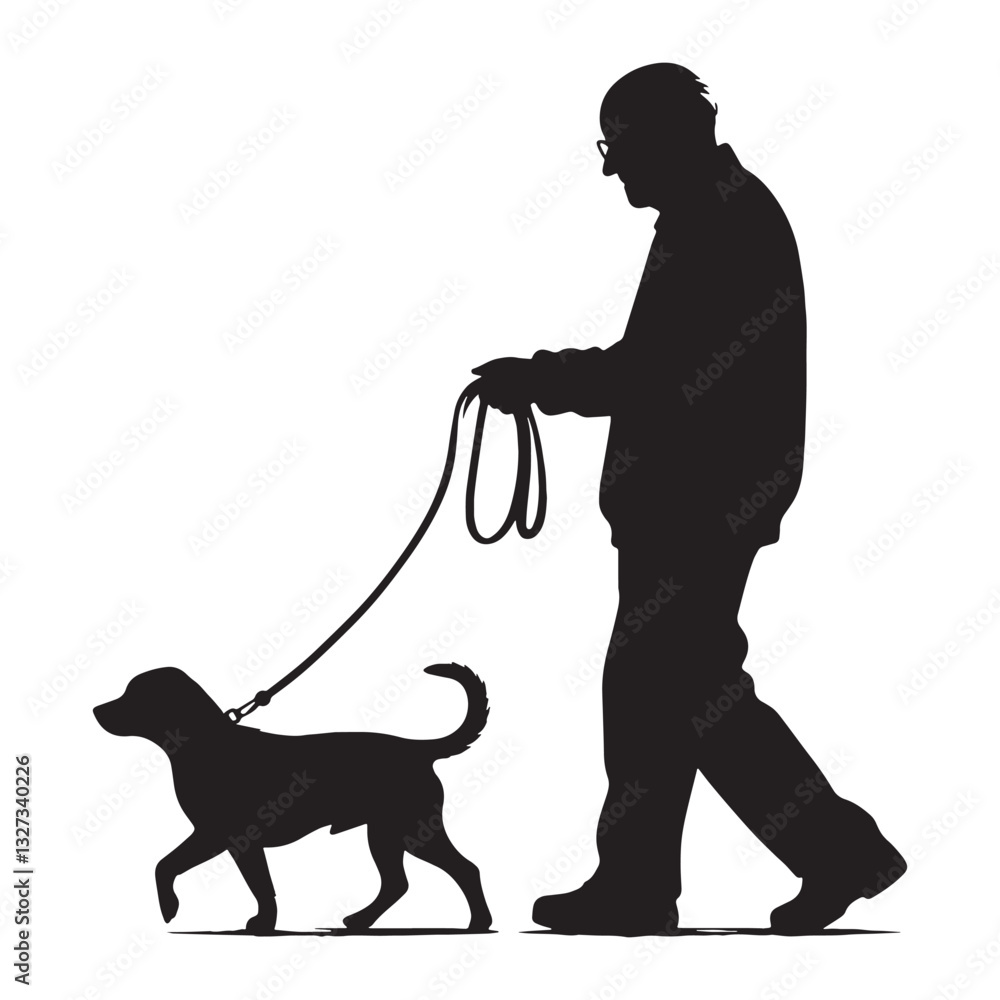 Weathered Elder Old Man Walking with a Pet Dog silhouette, still moving forward - Old Man illustration - Minimalist Old Man vector - Resilient soul
Weathered Elder Old Man Walking with a Pet Dog silhouette, still moving forward - Old Man illustration - Minimalist Old Man vector - Resilient soul