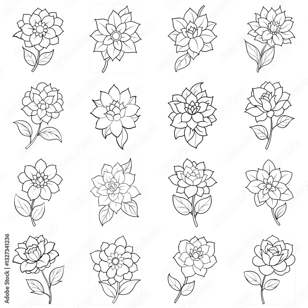 vector set of flowers vector set of flowers