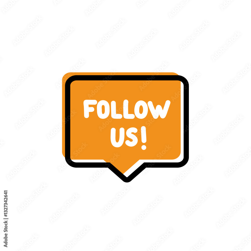 Follow Us!. Badge, icon, logo vector design illustration on white background Follow Us!. Badge, icon, logo vector design illustration on white background