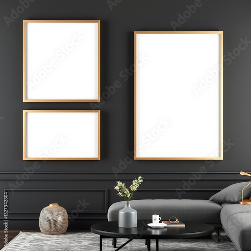Modern Gallery Wall Frame on Espresso Wall