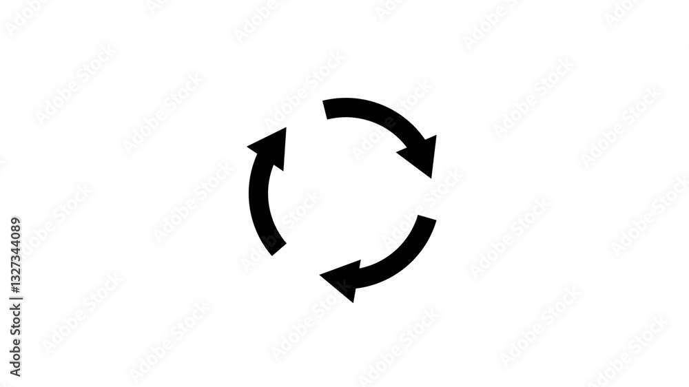 recycling icon animated on black background. 3 arrow in circle sign. recycling icon animated on black background. 3 arrow in circle sign.