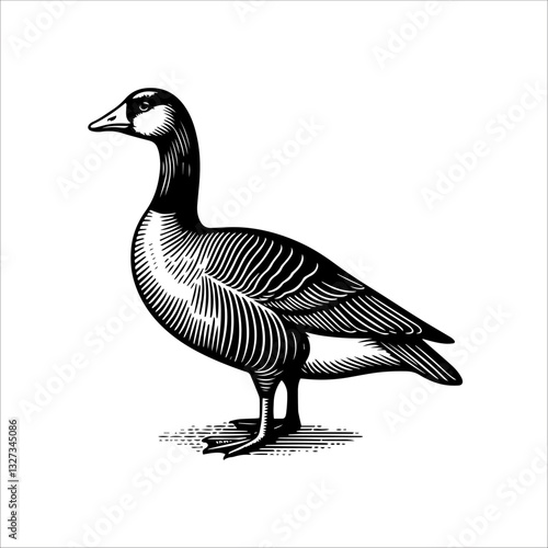 Simple American Buff Goose Standing Vector Icon – Vintage Logo & Retro Illustration