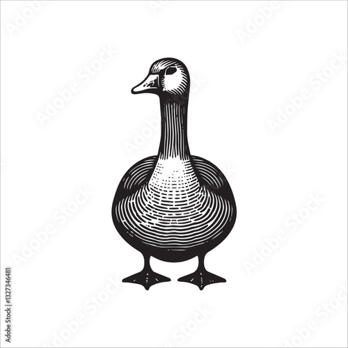 Simple American Buff Goose Standing Vector Icon – Vintage Logo & Retro Illustration