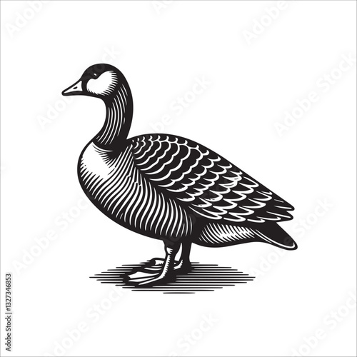 Simple American Buff Goose Standing Vector Icon – Vintage Logo & Retro Illustration