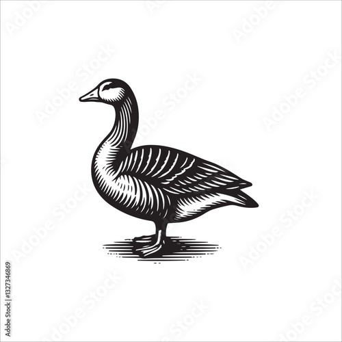 Simple American Buff Goose Standing Vector Icon – Vintage Logo & Retro Illustration