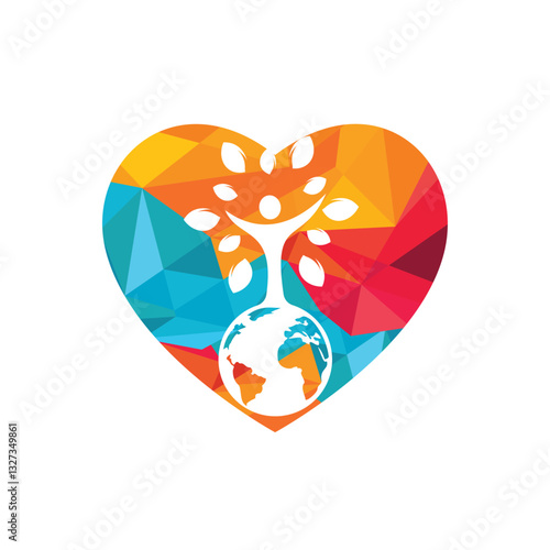 Global human tree vector logo design template.	