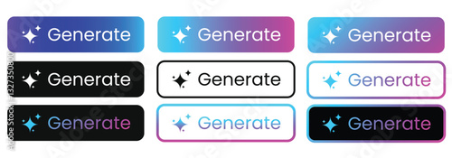 Generate AI button. Chat with AI. UI UX design, Vector illustration. 