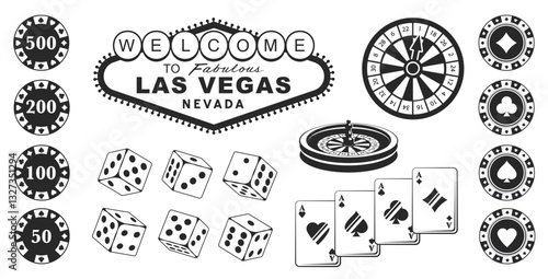 Las Vegas sign vector set