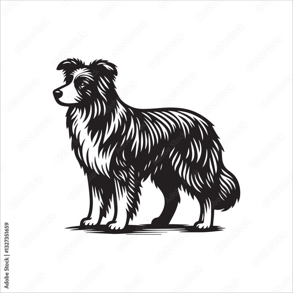 Obraz premium Simple Australian Shepherd Standing Vector Icon – Vintage Logo & Retro Illustration