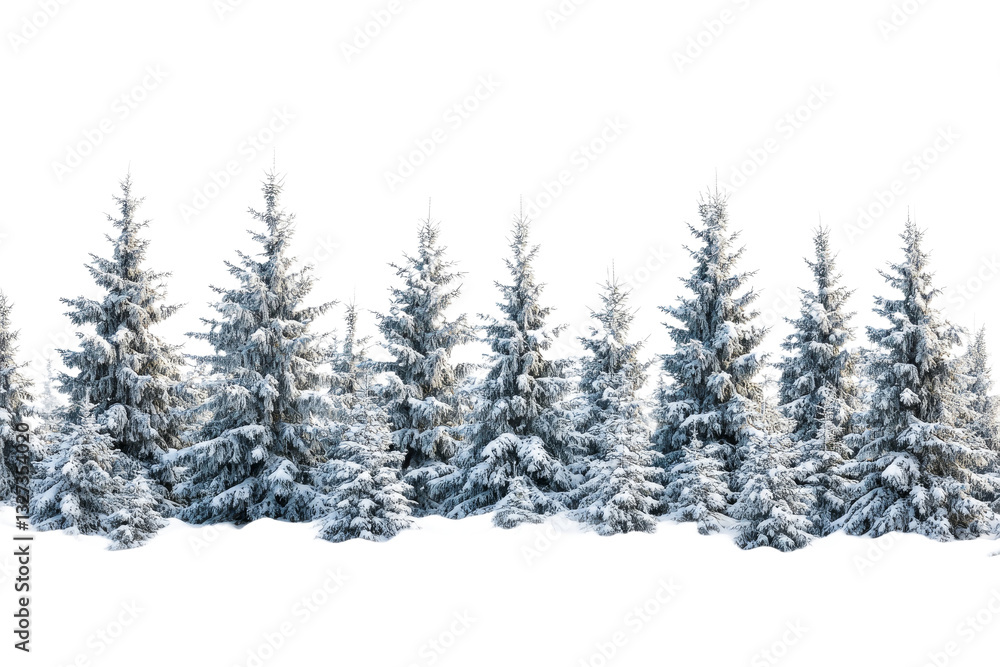 Naklejka premium Snow covered conifer trees create a winter landscape