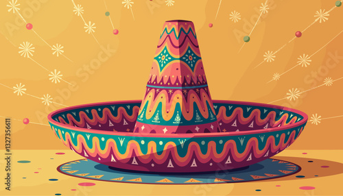 Vibrant vector illustration of a decorative sombrero for Cinco de Mayo celebration
