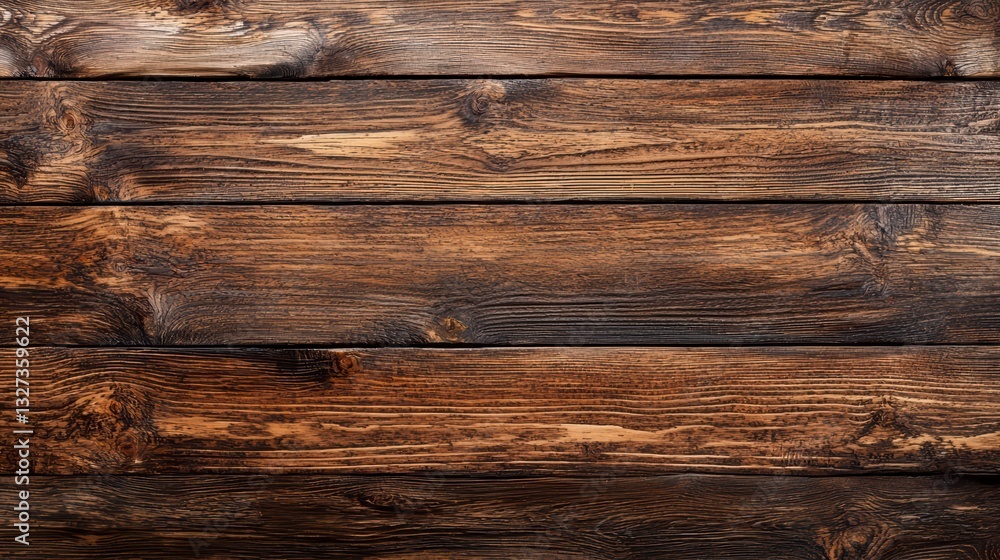 Fototapeta premium Rustic Wood Texture: A captivating close-up unveils the rugged beauty of aged wooden planks, their rich textures and warm tones narrating a story of time.