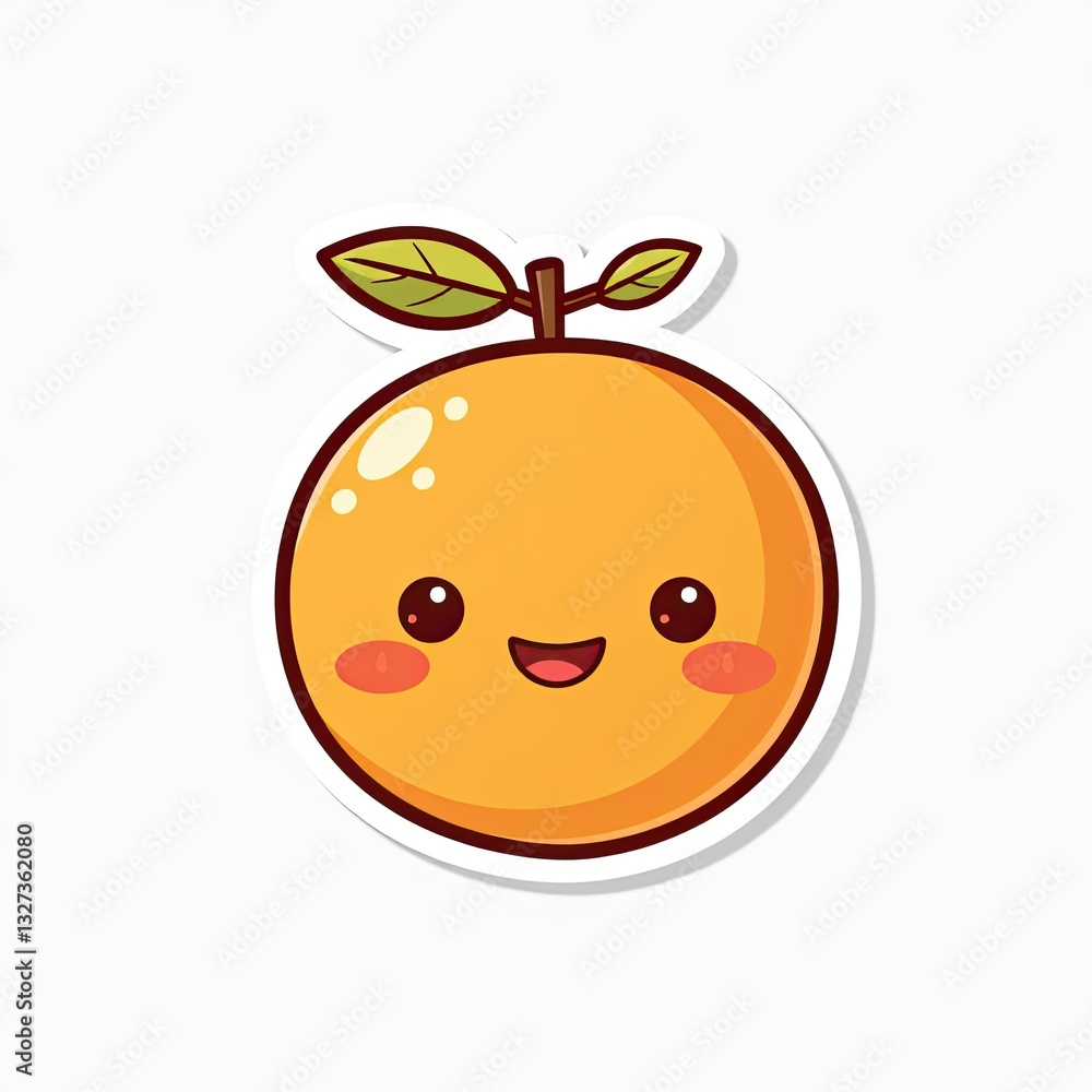 Fototapeta premium Smiling cartoon orange with colorful food elements