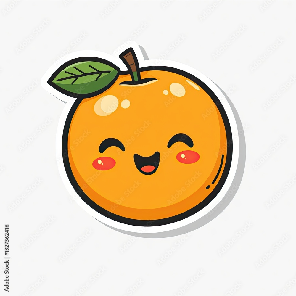 Fototapeta premium Smiling cartoon orange with colorful food elements