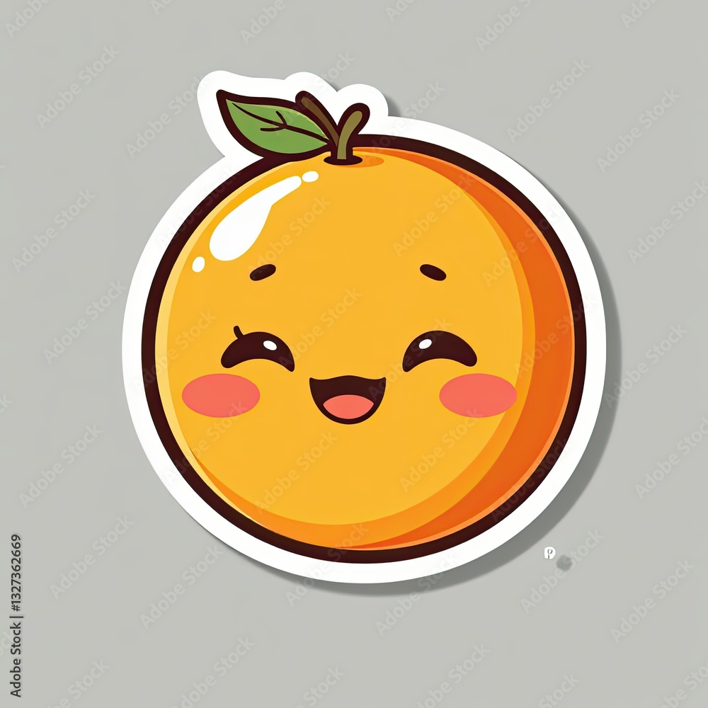 Obraz premium Smiling cartoon orange with colorful food elements