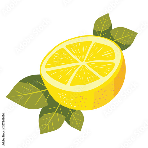 A bright yellow lemon with a textured peel. This vector illustration is perfect for food and citrus-themed designs.