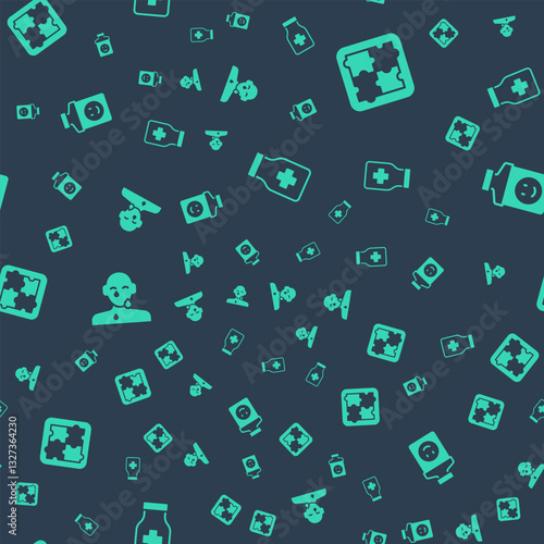 Set Sedative pills, Solution problem in psychology, Tear cry eye and Antidepressants on seamless pattern. Vector