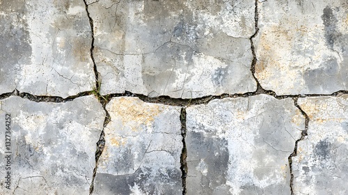 Closeup View of Weathered Concrete Surface with Cracks and Fissures in Urban Environment