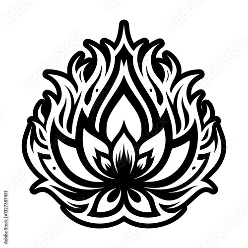 A filled style icon of burning flower symbol