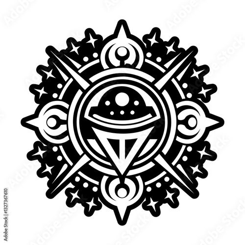 A filled style icon of cosmic symbol