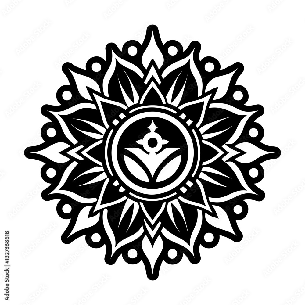 A filled style icon of mandala symbol