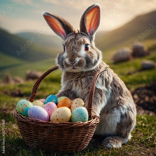 Easter greeting card with Easter bunny.