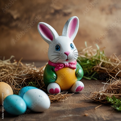 Abstract Easter illustration with a rabbit.