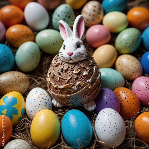 Easter abstract illustration with a rabbit.