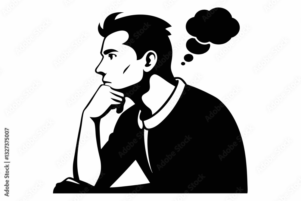 a man thinking line art silhouette vector illustration a man thinking line art silhouette vector illustration