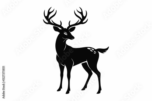 deer line art silhouette vector illustration	