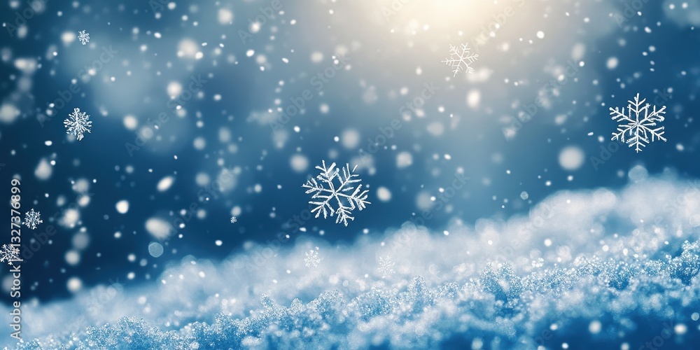 A beautiful winter scene with falling snowflakes and snow A beautiful winter scene with falling snowflakes and snow