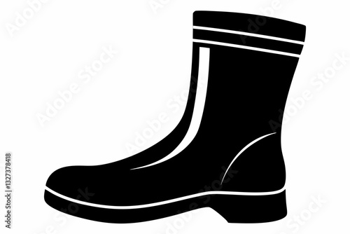 rubber boot line art silhouette vector illustration	