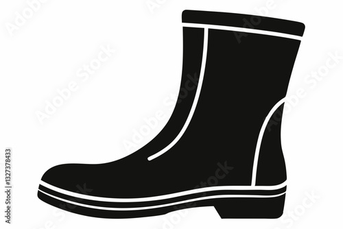 rubber boot line art silhouette vector illustration	